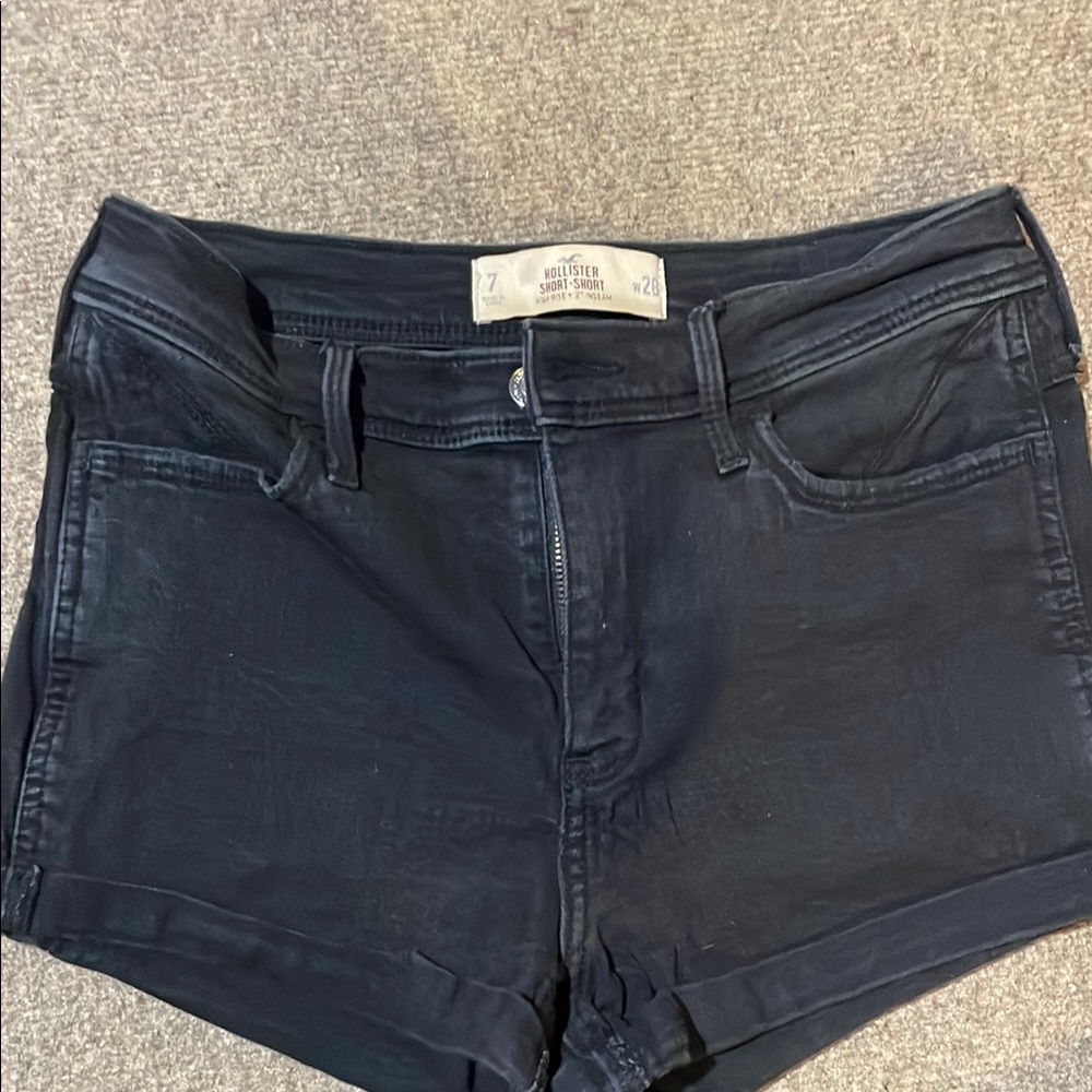 Hollister Black Jean Shorts Mid-Rise Fitted